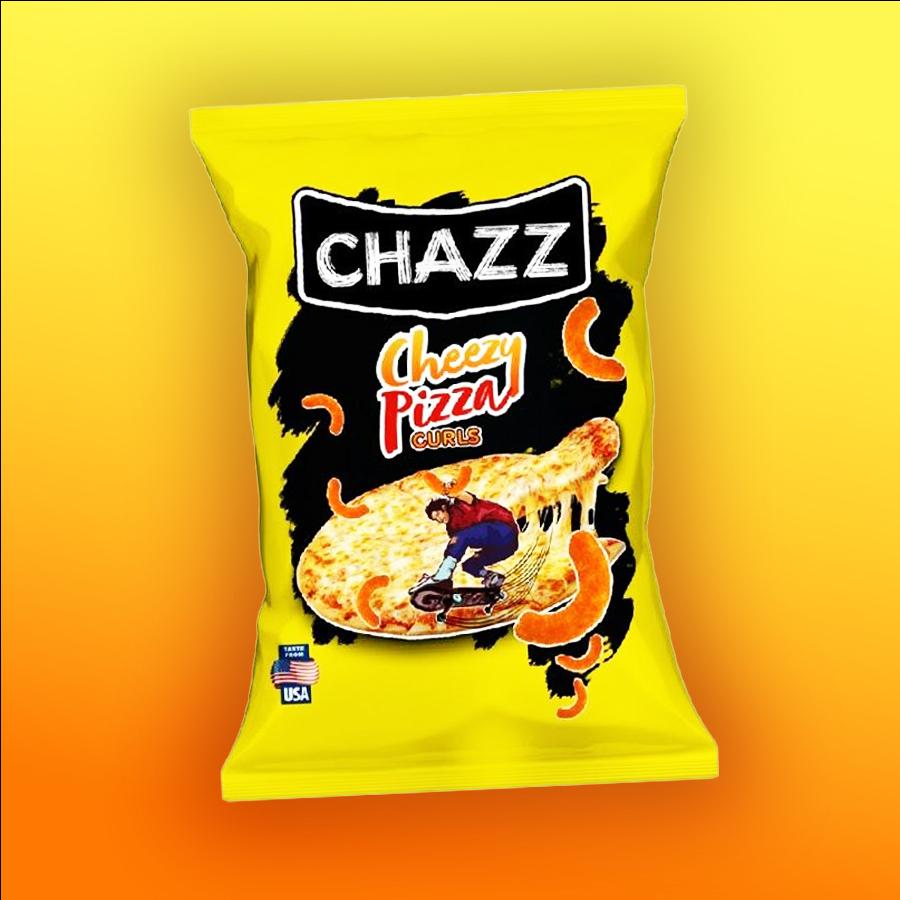 Chazz Crispy Corn Curls Cheezy Pizza ízű kukorica chips 100g