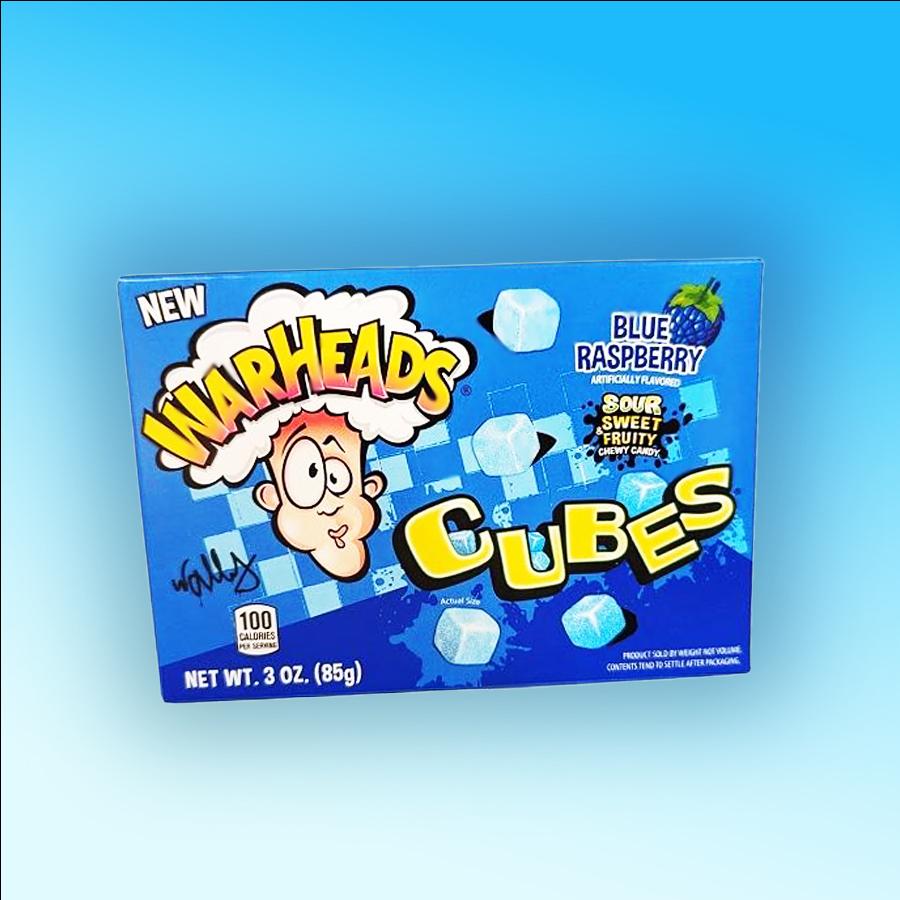 Warheads Blue Raspberry Cubes kék málna ízű savanyú gumicukor 85g