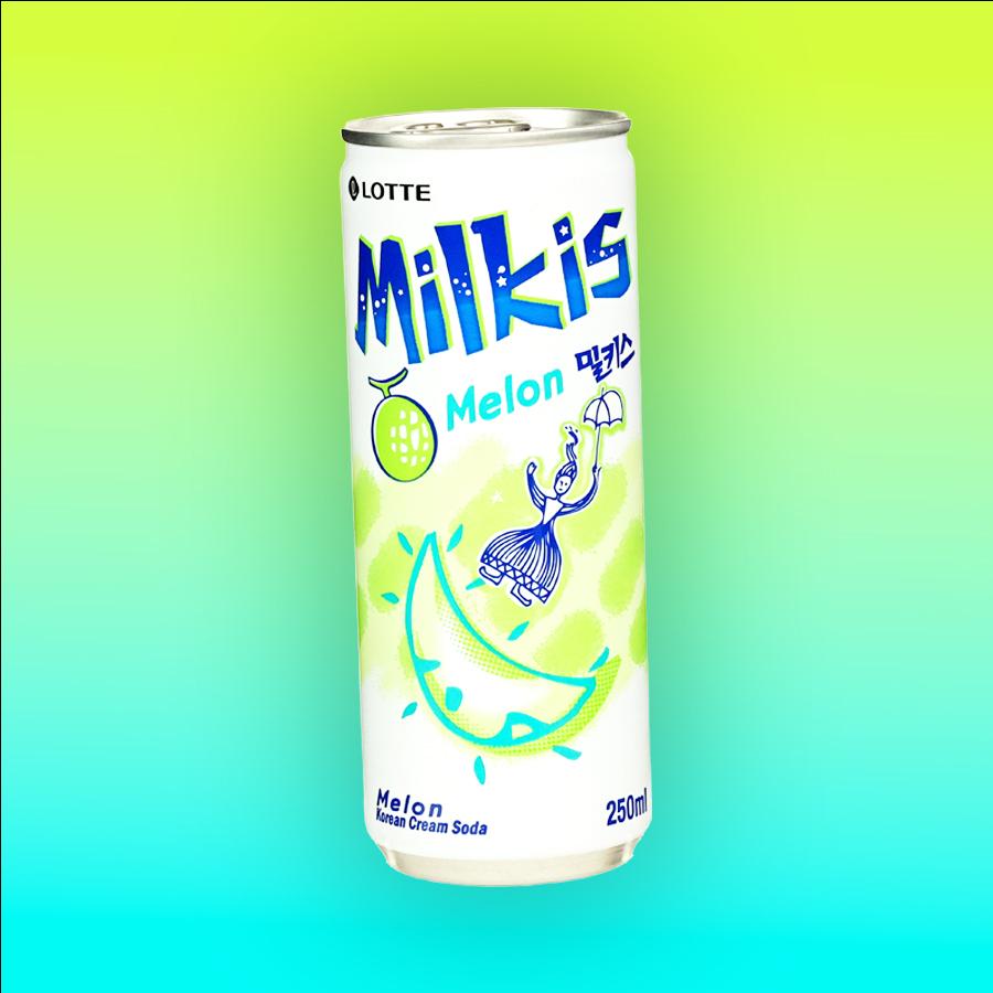 Lotte Milkis Soft Drink Melon dinnye ízű tejes szénsavas ital 250 ml