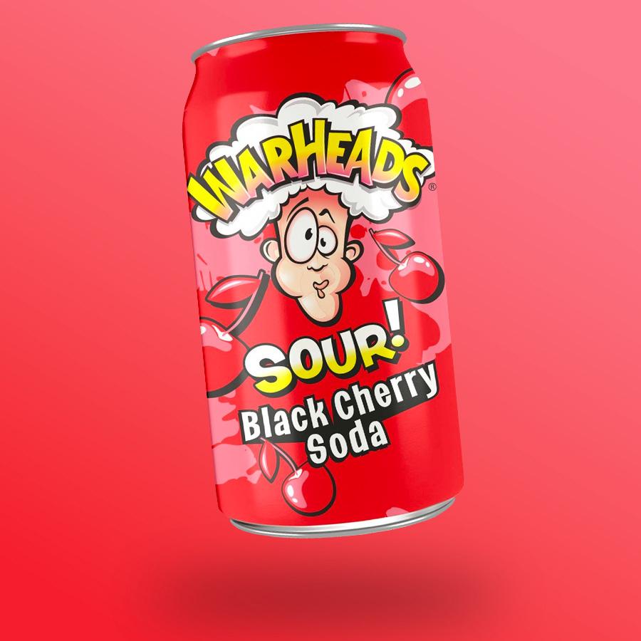 Warheads Sour Black Cherry Soda cseresznye ízű savanyú üdítőital 330ml