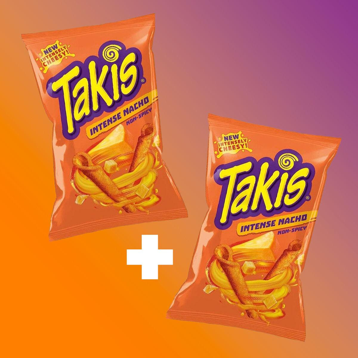 1+1 Takis Intense Nacho mexikói sajtos tortilla chips csomag 2 x 92g Szavatossági idő: 2024-11-06