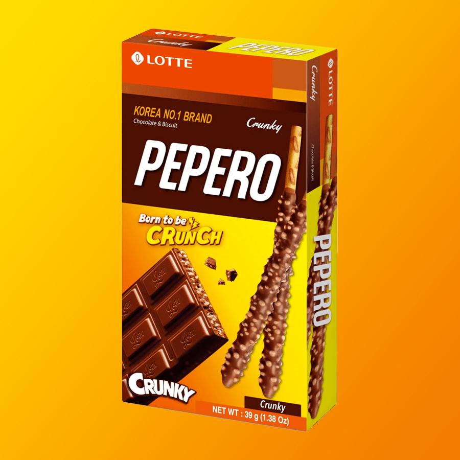 Pepero Crunky csokis-mandulás ropi 39g