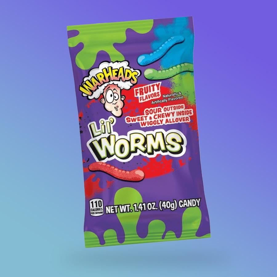 Warheads Lil Worms kukac formájú savanyú gumicukor 40g