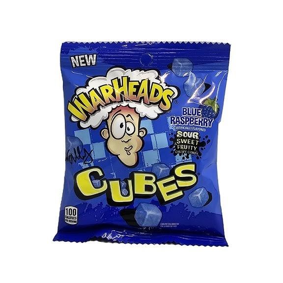 Warheads Blue Raspberry Cubes kék málna ízű savanyú gumicukor 99g