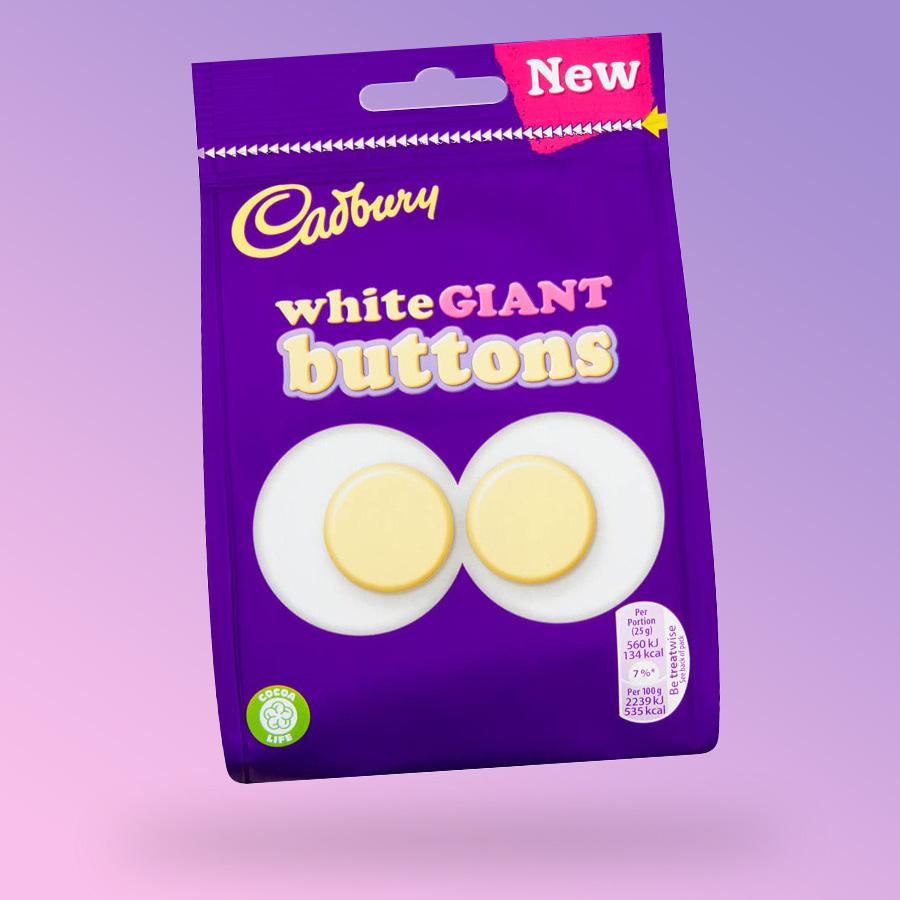 Cadbury White Giant Buttons fehér csokoládé 110g Szavatossági idő: 2024-02-22