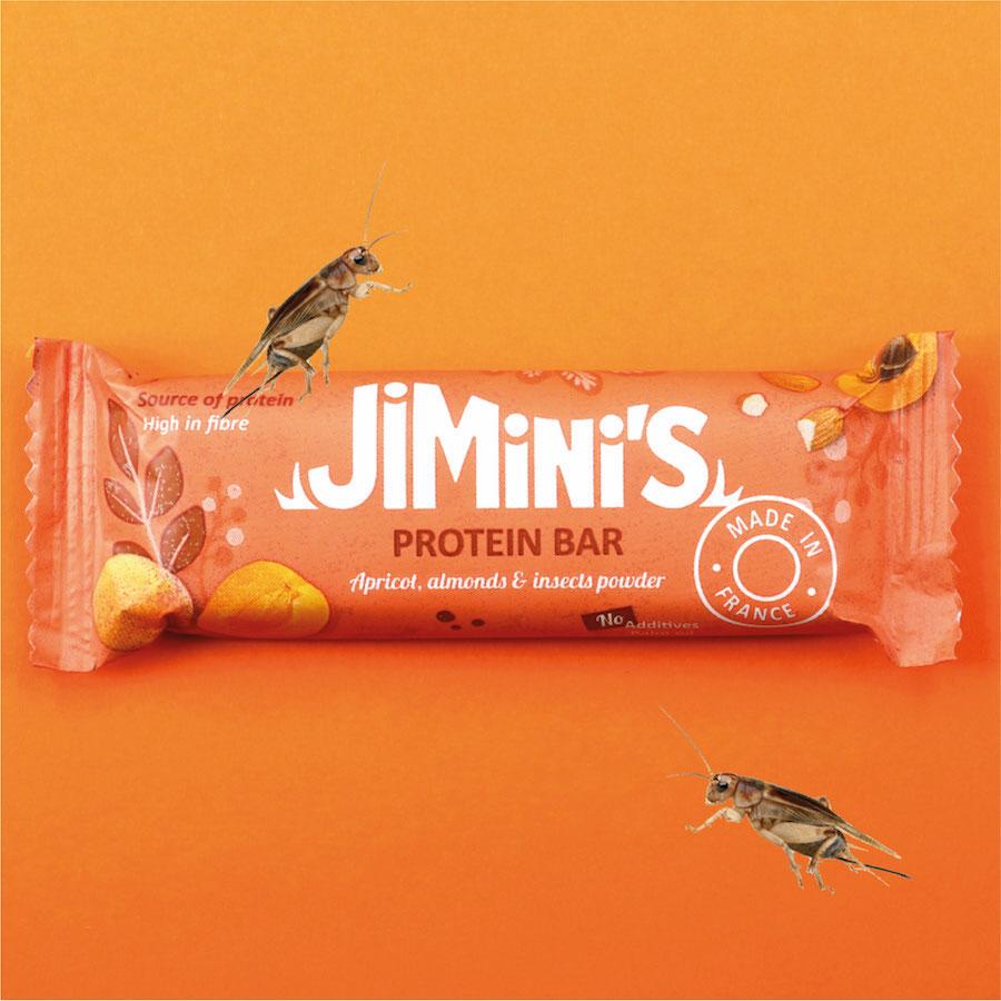 Jiminis Magas fehérjetartalmú sárgabarack és mandula ízű protein szelet tücsökből 40g
