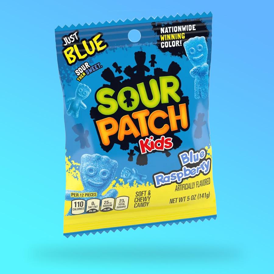 Sour Patch Kids Blue Raspberry kék málnás savanyú gumicukor 141g