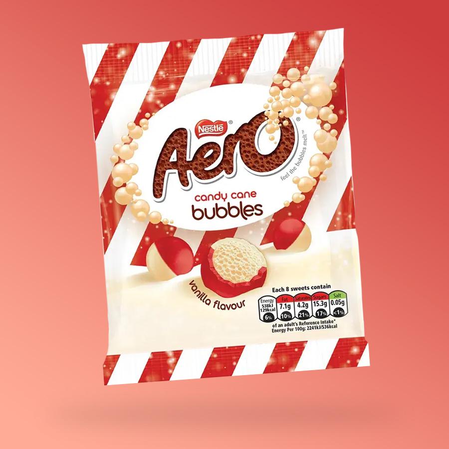 Nestlé Aero Candy Cane Bubble levegőbuborékos vaníliás csoki falatkák 70g