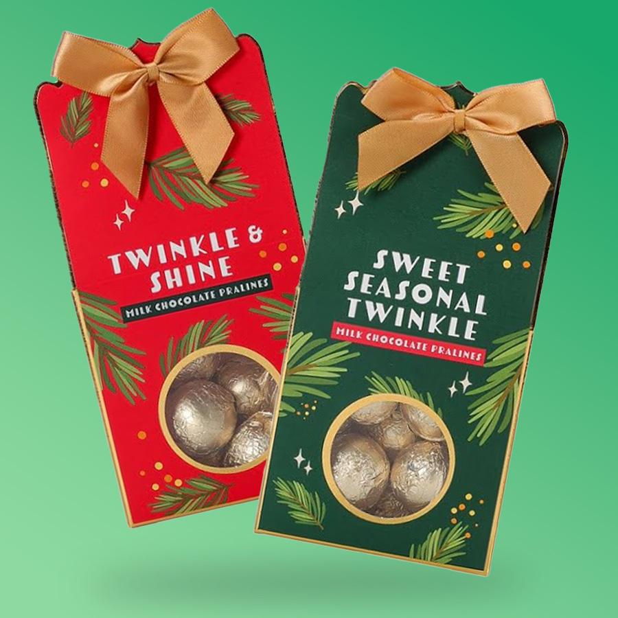 Chocolate Box tejcsokis praliné karácsonyi díszdobozban 100g Szavatossági idő: 2024-04-12