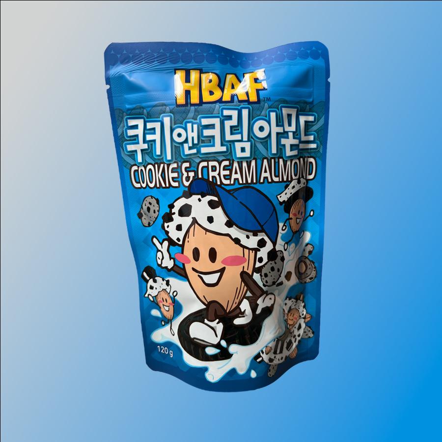 HBAF Cookie and Cream ízű mandula snack 120g