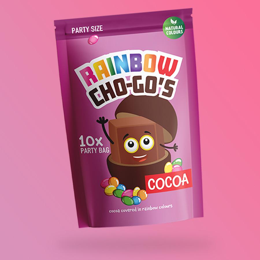 Rainbow Cho-Gos Party Bag cukorbevonatos csokoládé drazsé 200g