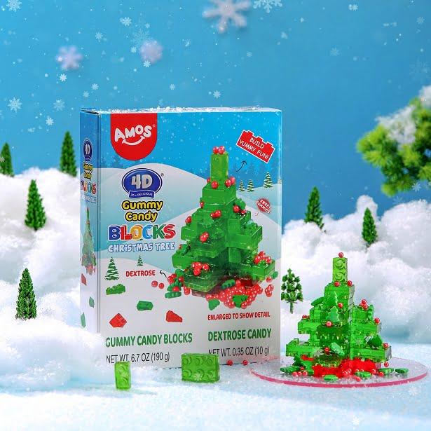 Amos 4D építhető gumicukor karácsonyfa cukorgyöngyökkel 190g