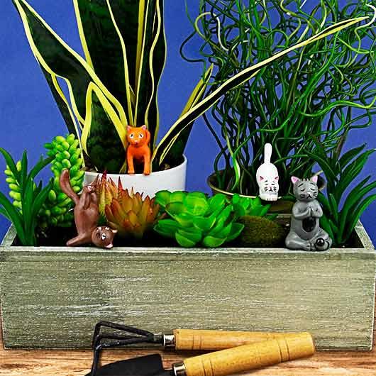 Mini jógázó macskák - szobanövény díszek