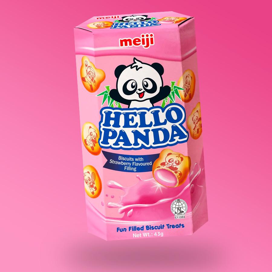 Meiji Hello Panda eper krémmel töltött keksz 42g