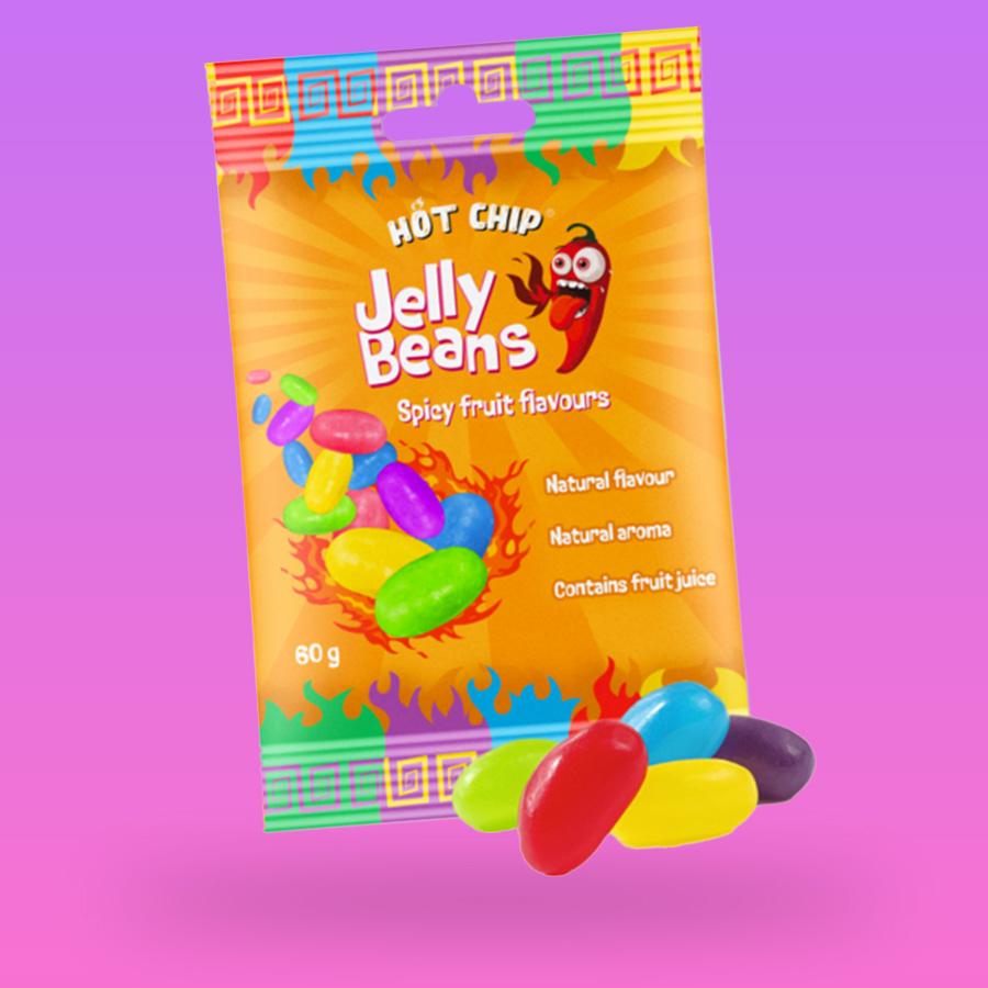 Hot Chip Jelly Beans csípős gyümölcs ízű drazsé cukorkák 60g