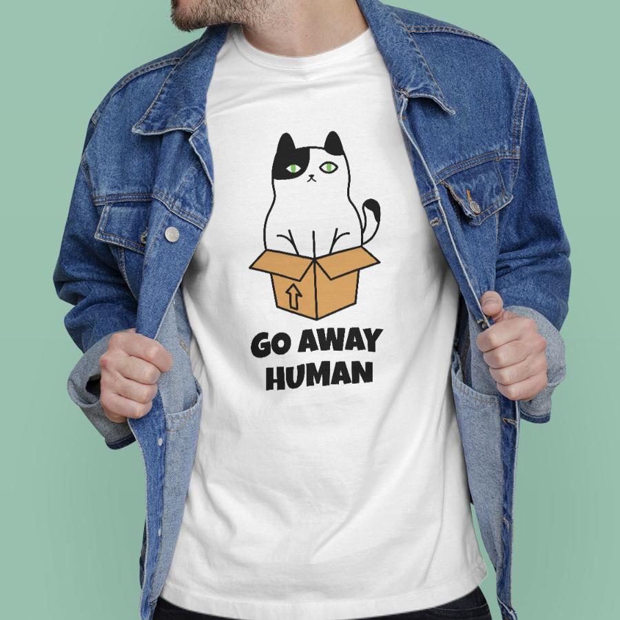 Go away human fehér férfi póló