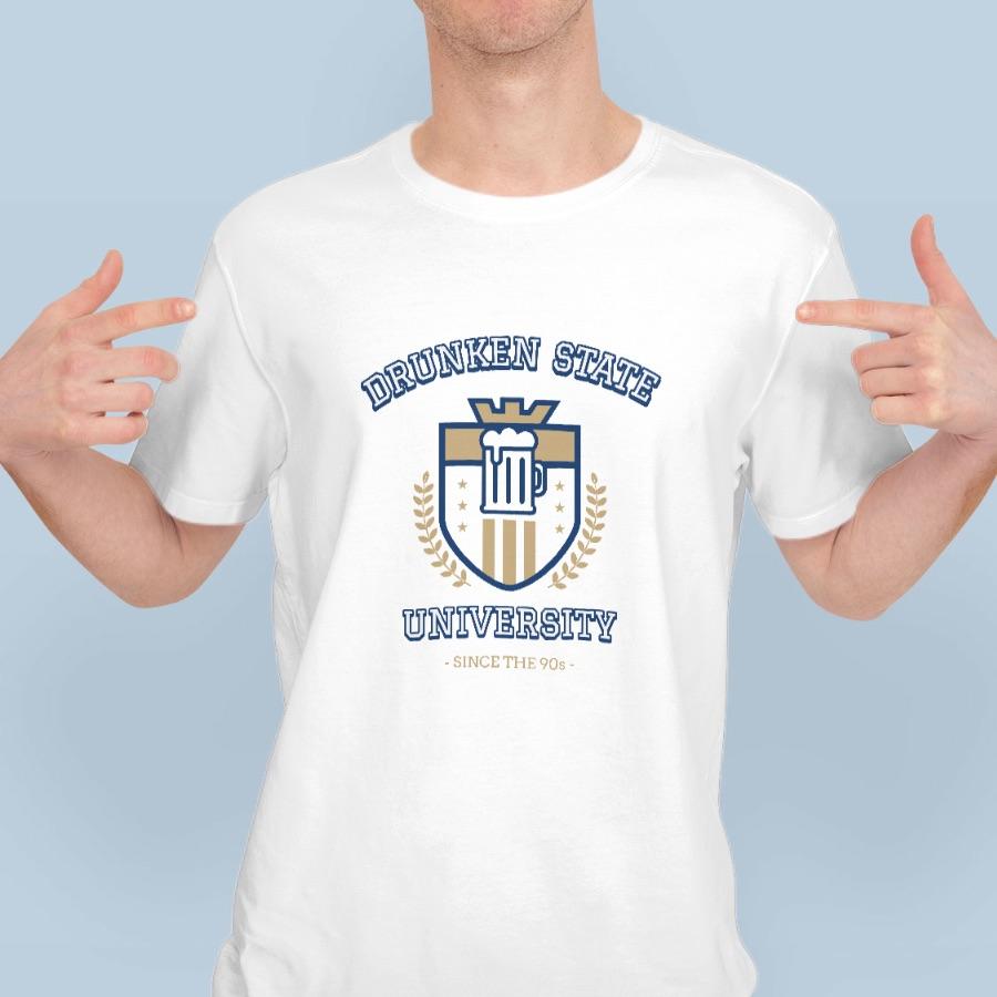 Drunken State University fehér férfi póló