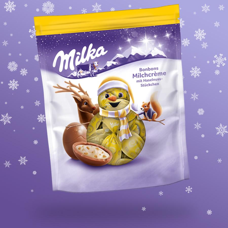 Milka karácsonyi csokoládé golyó - Tejkrémes-mogyorós 86g Szavatossági idő: 2024-03-31