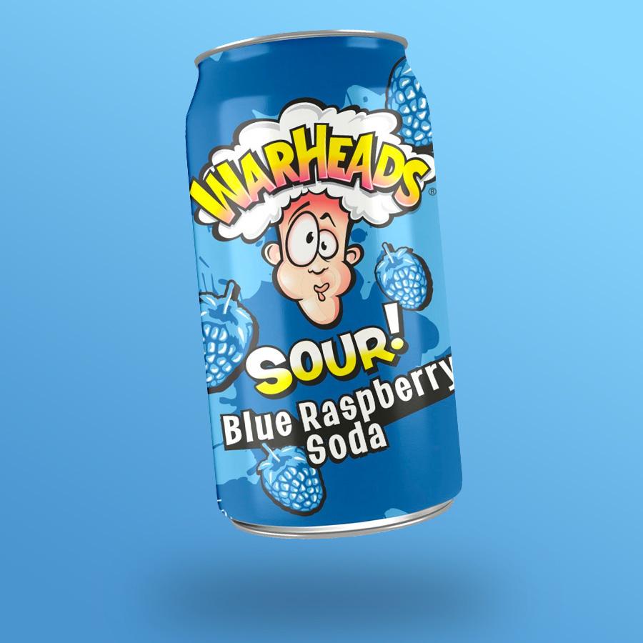 Warheads Blue Raspberry Soda kék málna ízű savanyú üdítőital 355ml