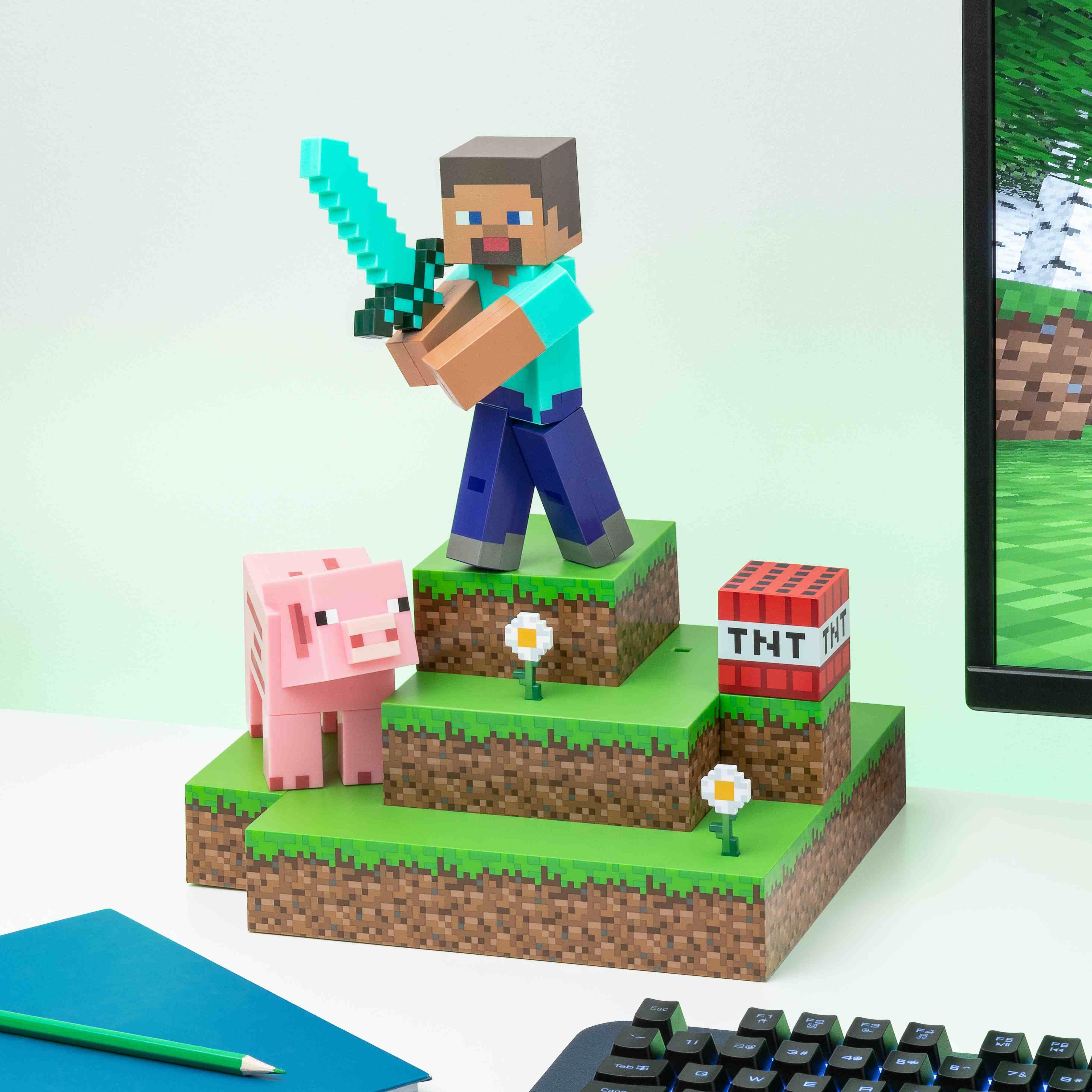 Minecraft Steve Dioráma Hangulatvilágítás