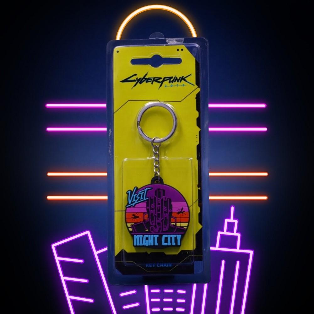 Cyberpunk 2077 - Visit Night City gumi kulcstartó