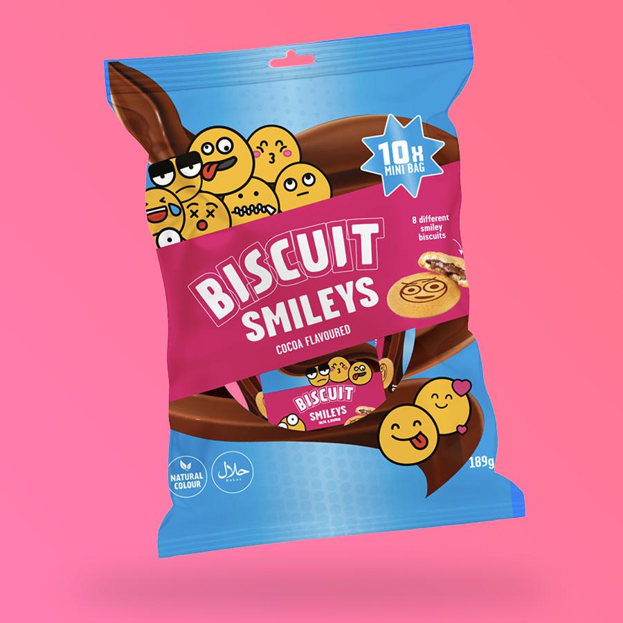 Biscuit Smileys csokoládékrémes keksz party csomag 189g