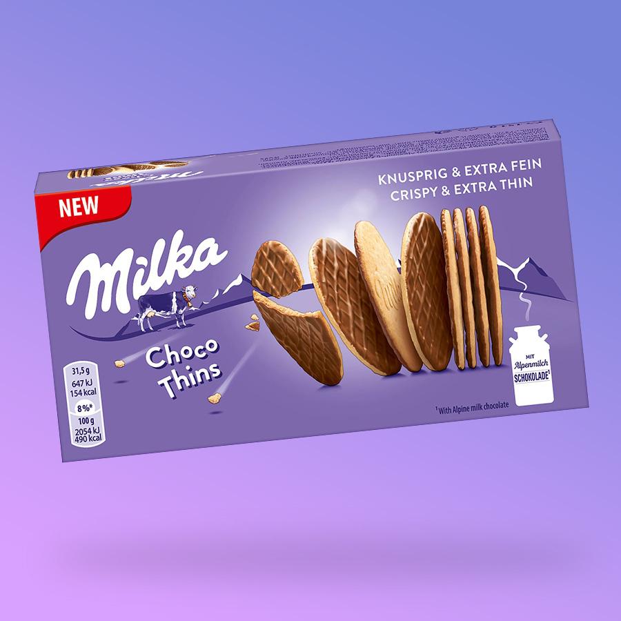 Milka Choco Thins ropogós csokis keksz tallérok 151g