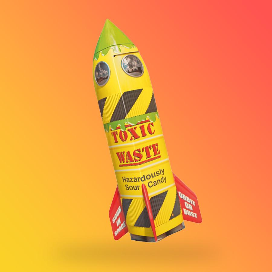 Toxic Waste rakéta formájú savanyú cukorka válogatás 126g