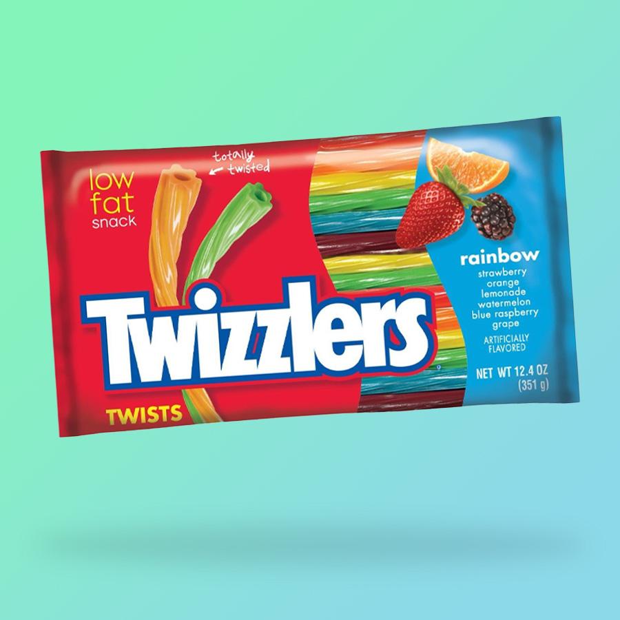 Twizzlers Twist Rainbow szivárvány vegyes csavart gumicukor 351g