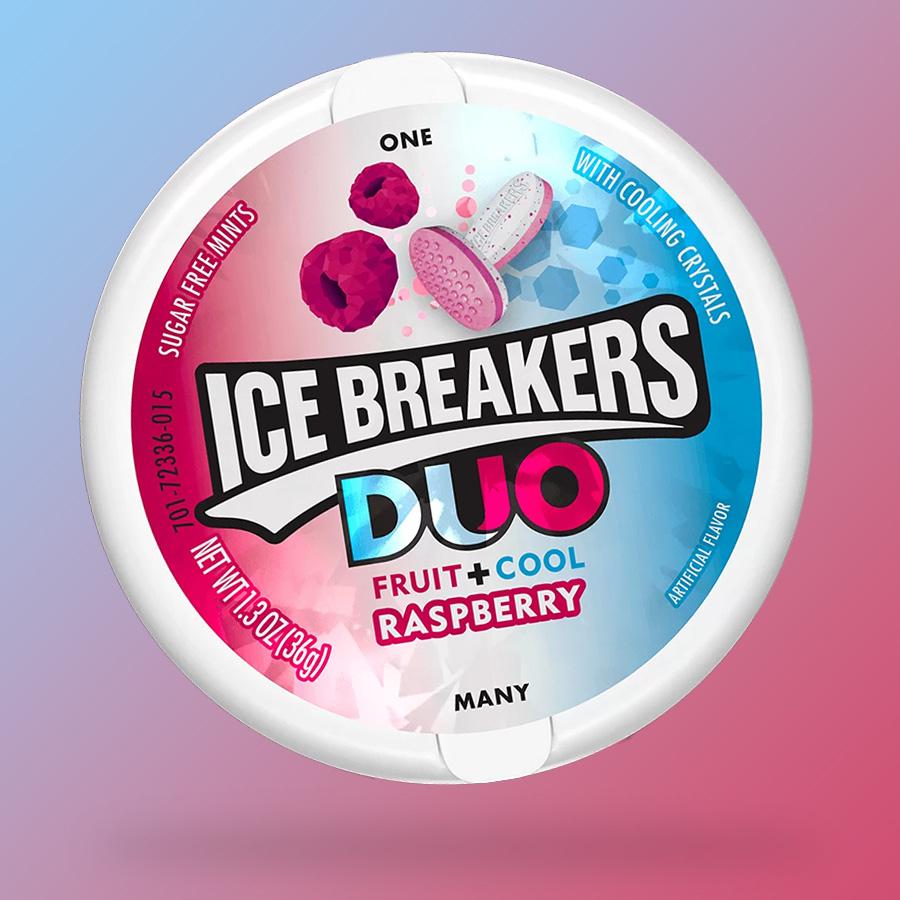 Hersheys Ice Breakers Duo Raspberry málna ízű mentolos cukorka 37g