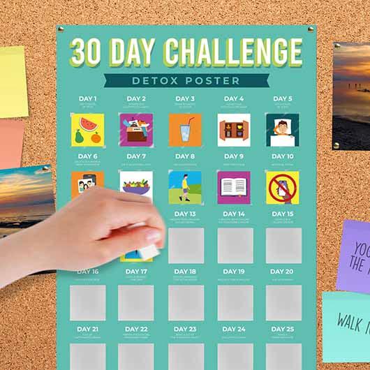 30 napos tisztító méregtelenítő kihívás kaparós poszter