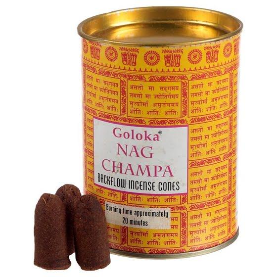 Goloka visszafolyó Nag Champa illatú füstölő kúp