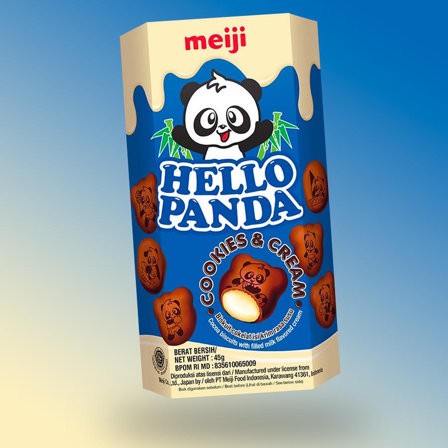 Meiji Hello Panda cookies and cream ízű keksz 45g