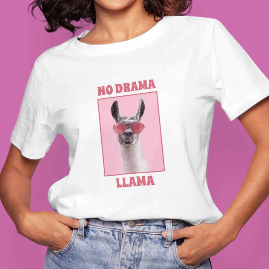 No Drama lámás fehér női póló