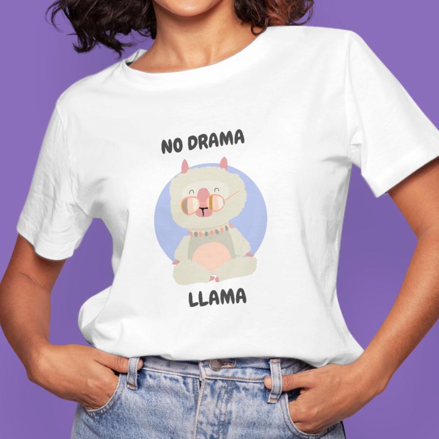 No Drama Llama fehér női póló