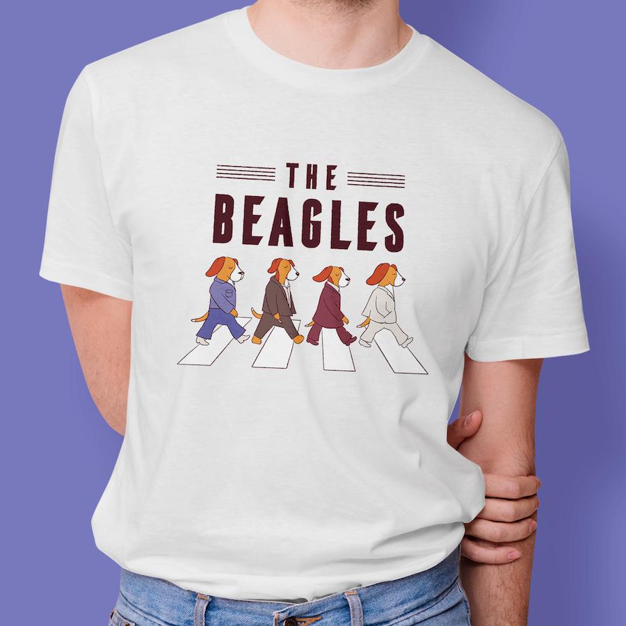 The Beagles fehér férfi póló