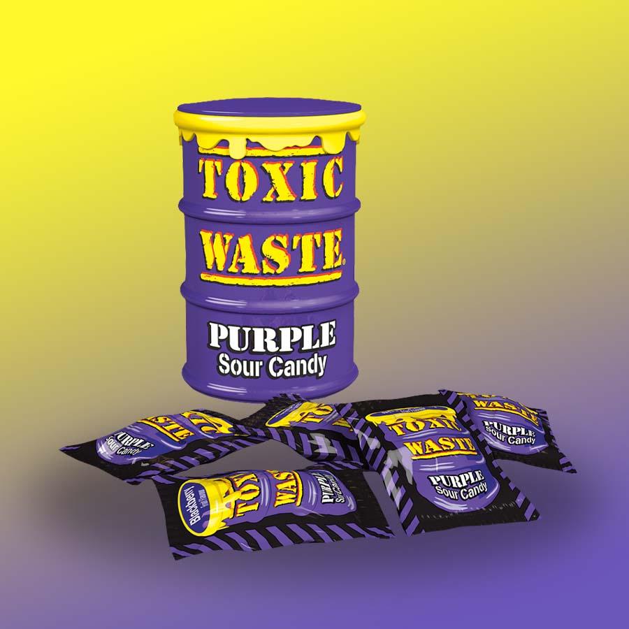 Toxic Waste lila dobozos savanyú cukorkák